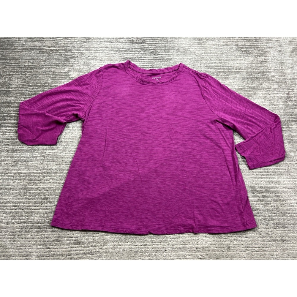 DEPT 222 Top Womens 1X Purple Long‎ Sleeve Cotton Blend Casual